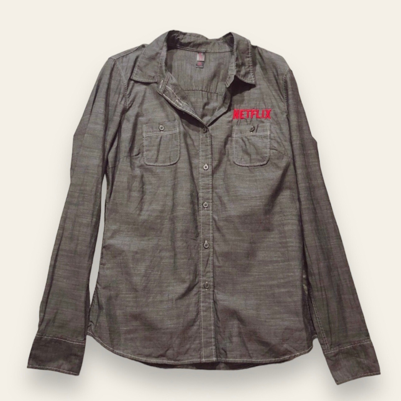 District Threads Netflix Embroidered Button Down Shirt